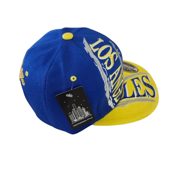 Men's Los Angeles Snapback Hat – Blue & Yellow Premium Cap with Football Graphic - Picture 6 of 11
